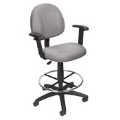Boss Drafting Stool (B315-Gy) W/Footring And Adjustable Arms, B1616-GY