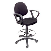Boss Drafting Stool W/Footring And Loop Arms, B1617-BK