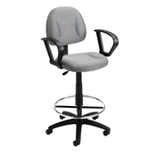 Boss Drafting Stool (B315-Gy) W/Footring And Loop Arms, B1617-GY