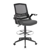 Boss Mesh Drafting Stool w/ Flip Arms, B16223-BK