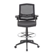 Boss Mesh Drafting Stool w/ Flip Arms, B16223-BK