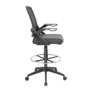 Boss Mesh Drafting Stool w/ Flip Arms, B16223-BK