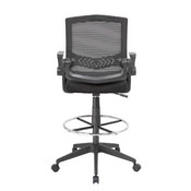 Boss Mesh Drafting Stool w/ Flip Arms, B16223-BK