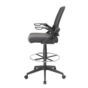 Boss Mesh Drafting Stool w/ Flip Arms, B16223-BK