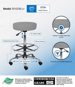 Boss Caressoft Medical/Drafting Stool in Grey, B16240-GY