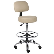 Boss Caressoft Medical/Drafting Stool W/ Back Cushion in Beige, B16245-BG