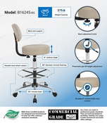 Boss Caressoft Medical/Drafting Stool W/ Back Cushion in Beige, B16245-BG