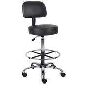 Boss Caressoft Medical/Drafting Stool W/ Back Cushion in Black, B16245-BK