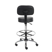 Boss Caressoft Medical/Drafting Stool W/ Back Cushion in Black, B16245-BK