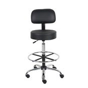 Boss Caressoft Medical/Drafting Stool W/ Back Cushion in Black, B16245-BK