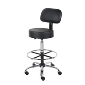 Boss Caressoft Medical/Drafting Stool W/ Back Cushion in Black, B16245-BK