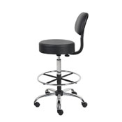 Boss Caressoft Medical/Drafting Stool W/ Back Cushion in Black, B16245-BK
