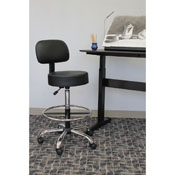 Boss Caressoft Medical/Drafting Stool W/ Back Cushion in Black, B16245-BK
