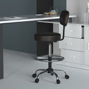 Boss Caressoft Medical/Drafting Stool W/ Back Cushion in Black, B16245-BK