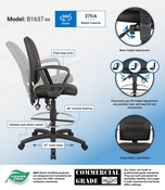 Boss Multi-Function Fabric Drafting Stool W/ Loop Arms, B1637-BK