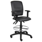 Boss Multi-Function LeatherPlus Drafting Stool W/ Adjustable Arms, B1646