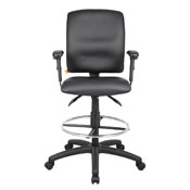 Boss Multi-Function LeatherPlus Drafting Stool W/ Adjustable Arms, B1646