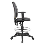 Boss Multi-Function LeatherPlus Drafting Stool W/ Adjustable Arms, B1646