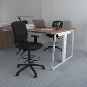Boss Multi-Function LeatherPlus Drafting Stool W/ Adjustable Arms, B1646