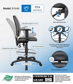 Boss Multi-Function LeatherPlus Drafting Stool W/ Adjustable Arms, B1646