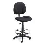 Boss Black Fabric Drafting Stools W/Footring, B1690-BK