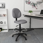 Boss Gray Fabric Drafting Stools W/Footring, B1690-GY