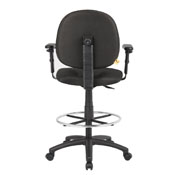 Boss Black Fabric Drafting Stools W/Adj Arms & Footring, B1691-BK