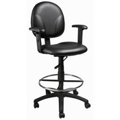 Boss Black Caressoft Drafting Stools W/Adj Arms & Footring, B1691-CS