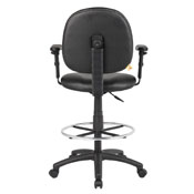 Boss Black Caressoft Drafting Stools W/Adj Arms & Footring, B1691-CS