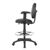 Boss Black Caressoft Drafting Stools W/Adj Arms & Footring, B1691-CS