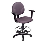 Boss Gray Fabric Drafting Stools W/Adj Arms & Footring, B1691-GY