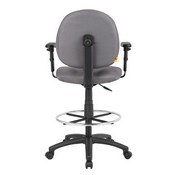 Boss Gray Fabric Drafting Stools W/Adj Arms & Footring, B1691-GY