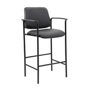 Boss Square Back Diamond Stool W/Arm In Black Caressoft, B169503-CS