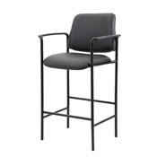 Boss Square Back Diamond Stool W/Arm In Black Caressoft, B169503-CS