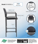 Boss Square Back Diamond Stool W/Arm In Black Caressoft, B169503-CS