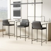 Boss Square Back Diamond Stool W/Arm In Black Caressoft, B169503-CS