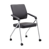 Boss Black Caressoft Plus Training Chair With Chrome Frame,2 In A Box, B1800-CP-2