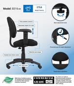 Boss Black Deluxe Posture Chair W/ Adjustable Arms, B316-BK