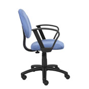 Boss Blue Microfiber Deluxe Posture Chair W/ Loop Arms., B327-BE