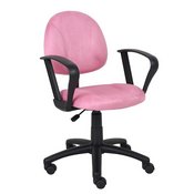 Boss Pink Microfiber Deluxe Posture Chair W/ Loop Arms., B327-PK