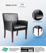 Boss Reception Box Arm Chair W/Mahogany Finish, B629M