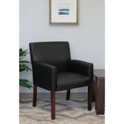 Boss Reception Box Arm Chair W/Mahogany Finish, B629M