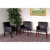Boss Reception Box Arm Chair W/Mahogany Finish, B629M