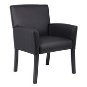 Boss Executive Box Arm Chair W/Mahogany Base, B639-BK