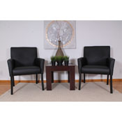 Boss Executive Box Arm Chair W/Mahogany Base, B639-BK