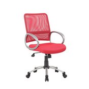 Boss Mesh Back W/ Pewter Finish Task Chair in Red, B6416-RD