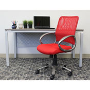 Boss Mesh Back W/ Pewter Finish Task Chair in Red, B6416-RD