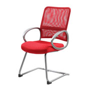 Boss Mesh Back W/ Pewter Finish Guest Chair in Red, B6419-RD