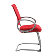 Boss Mesh Back W/ Pewter Finish Guest Chair in Red, B6419-RD