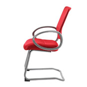 Boss Mesh Back W/ Pewter Finish Guest Chair in Red, B6419-RD